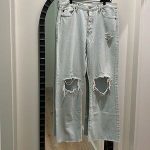 KanCan Oversized Distressed Raw Hem Jeans